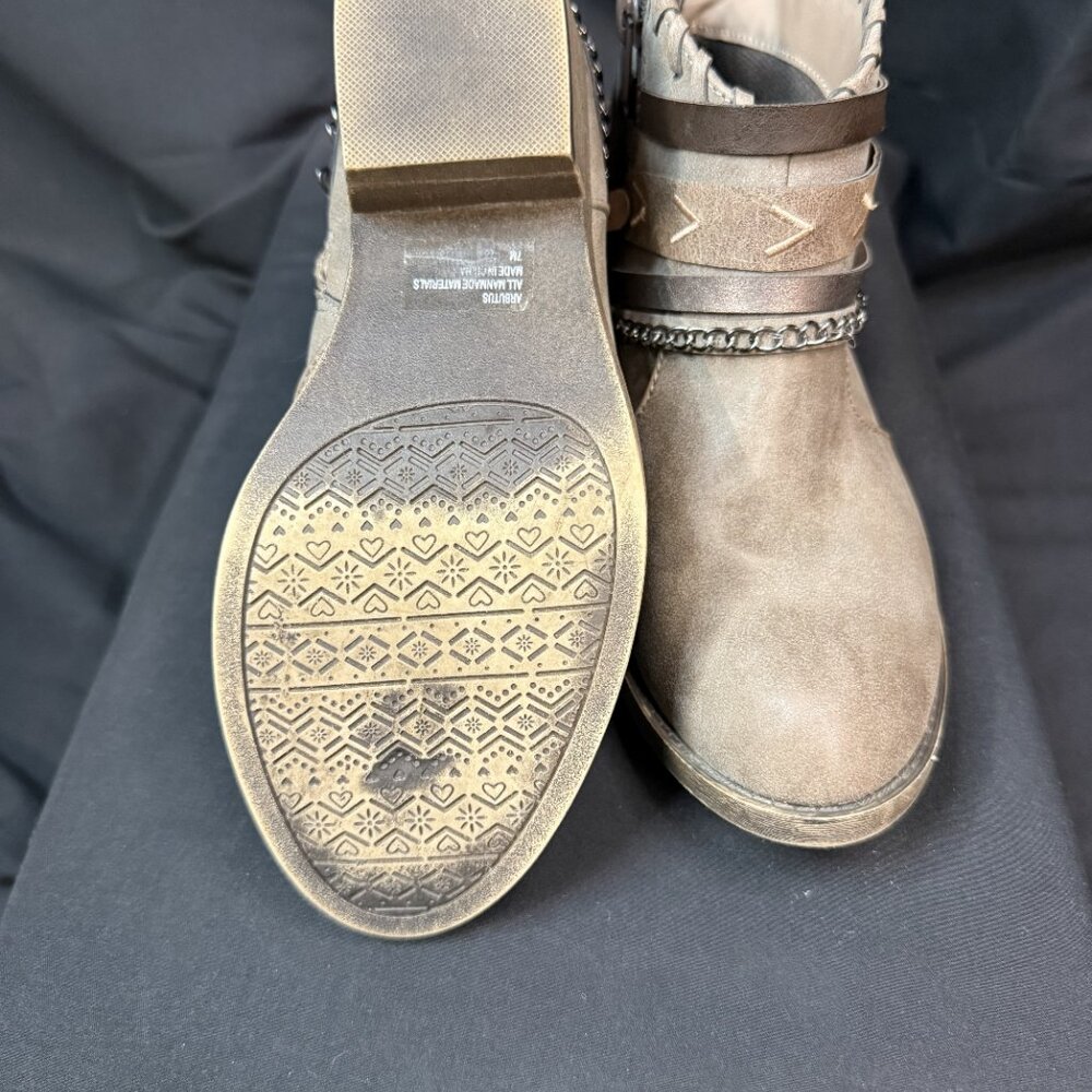 New Taupe Chain Strap Ankle Boots | Boho Western Neutral Booties - Picture 4 of 4